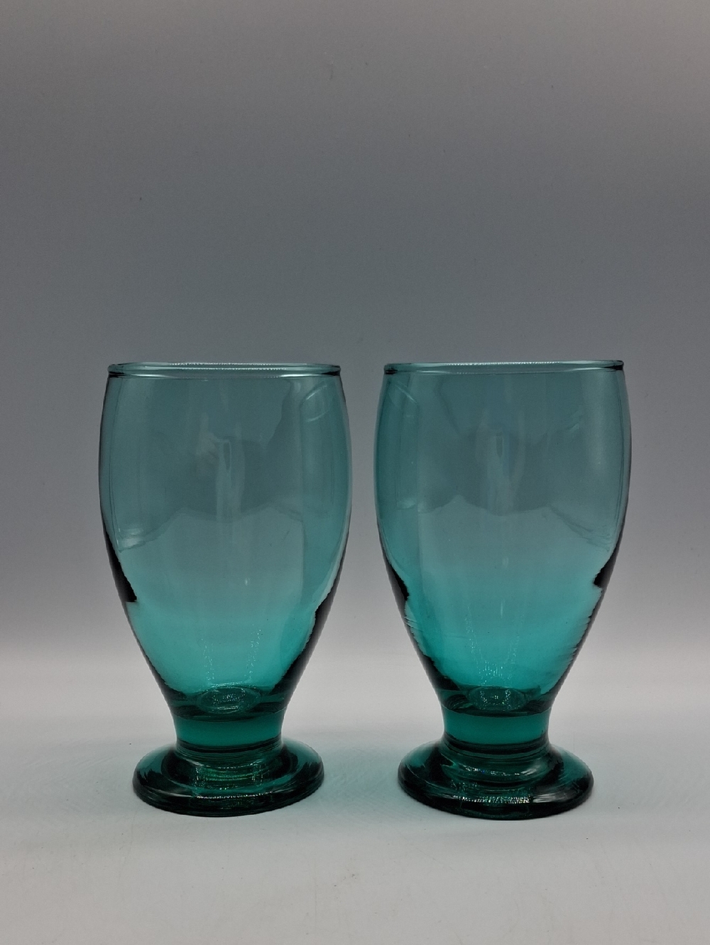 Pair of Teal Glass Goblets